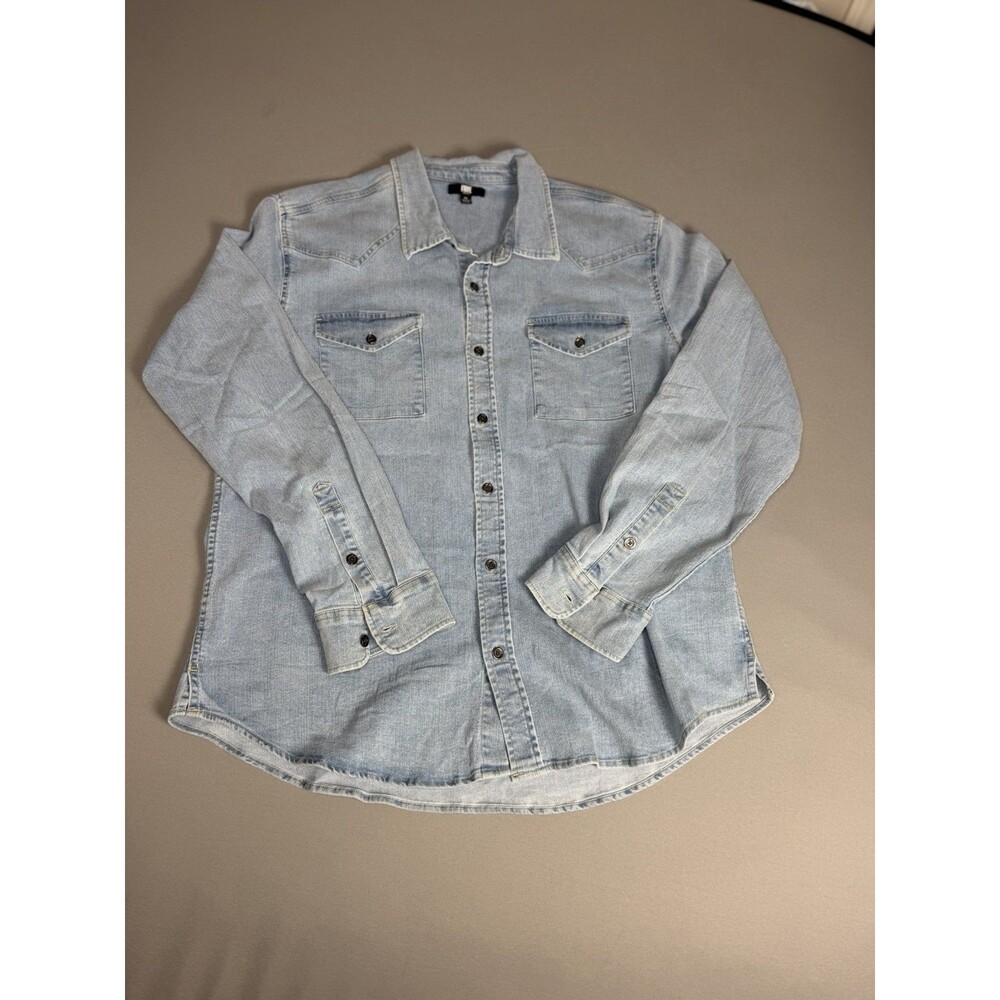 Frye Men's Western Vintage Denim Button-Down Shirt Light Wash Size XL - Picture 12 of 12